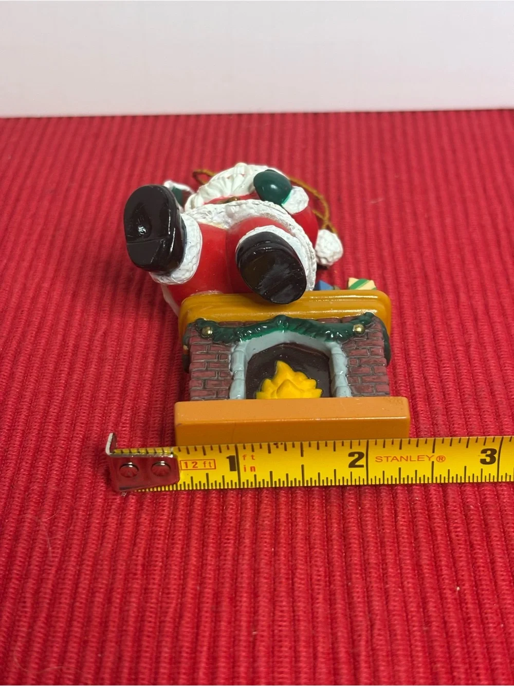 Vintage Style  Santa Sitting on Fireplace Mantel Ornament